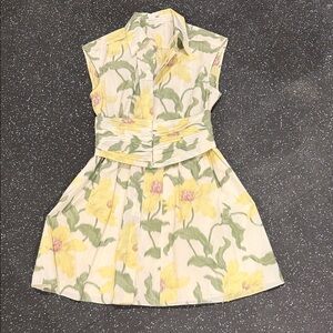 Rebecca Taylor Yellow and Green Floral Mini Dress Size 6